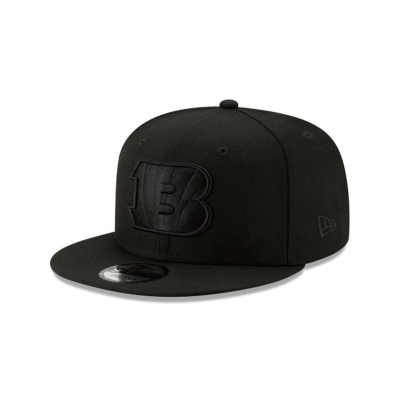 Black Cincinnati Bengals Hat - New Era NFL Basic Black On Black 9FIFTY Snapback Caps USA8702396